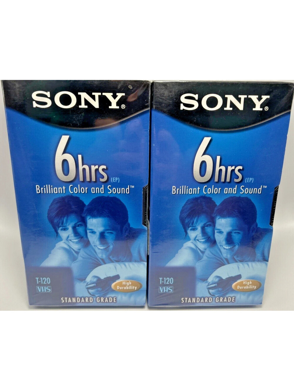 Sony VHS Tapes Standard Grade T-120 (2) Pieces ~ Blank ~ 6hrs ~ New